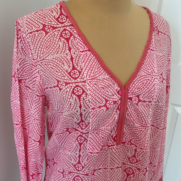 Roberta Roller Rabbit Pink/White Crochet Trim Top - Picture 4 of 7
